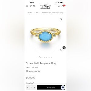 SALE! Gabriel & Co 14K Gold Turquoise Gemstone & Rock Crystal W/Genuine Diamonds